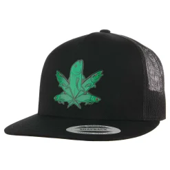 HFG - Green Fish Black Snapback Flatbill Trucker Hat