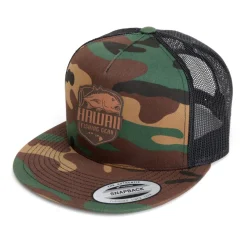 HFG - Ulua Leather Shield Camo/Black Flatbill Trucker Hat