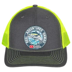 Reel Adventures Hawaii Charcoal/ Neon Green Snapback Trucker Hat
